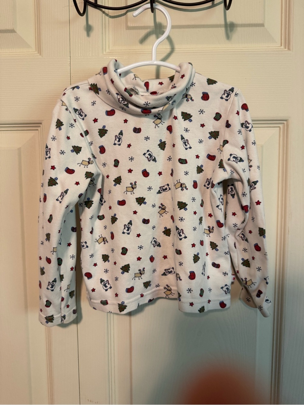 OshKosh B'gosh Cream Fleece Turtleneck with Holiday Tree Print